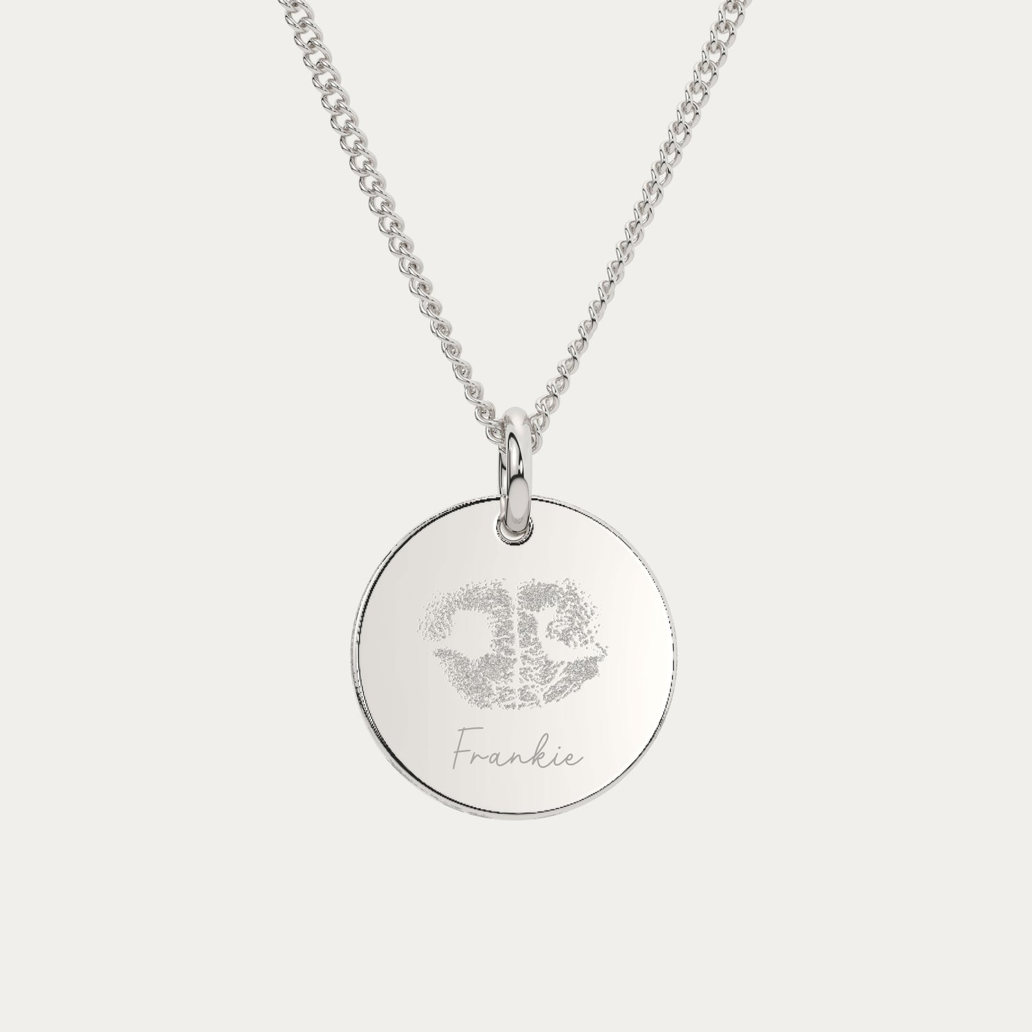 Amelia Disc Silver Paw / Nose Print Necklace
