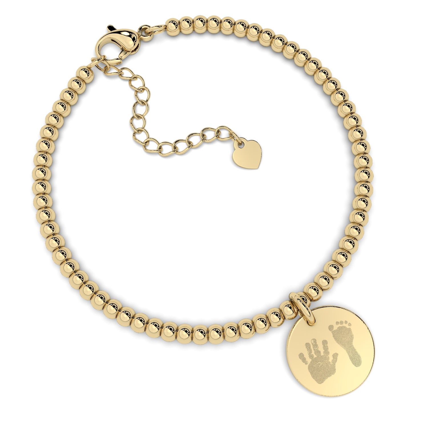 Amelia Disc Gold Handprint / Footprint Bead Bracelet