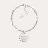 Amelia Disc Silver Actual Handwriting Bead Bracelet
