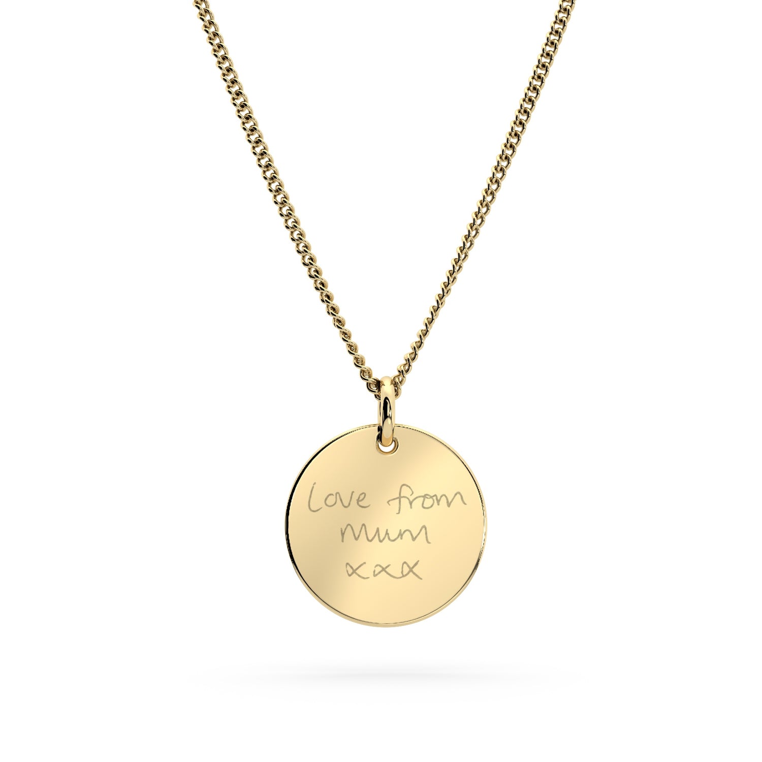 Amelia Disc Gold Actual Handwriting Necklace [engraver]
