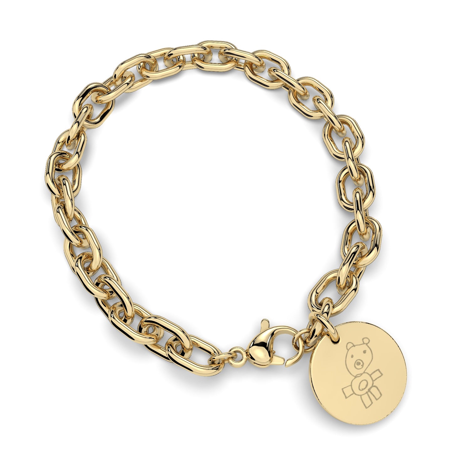 Amelia Disc Gold Child's Drawing Link Bracelet [engraver]