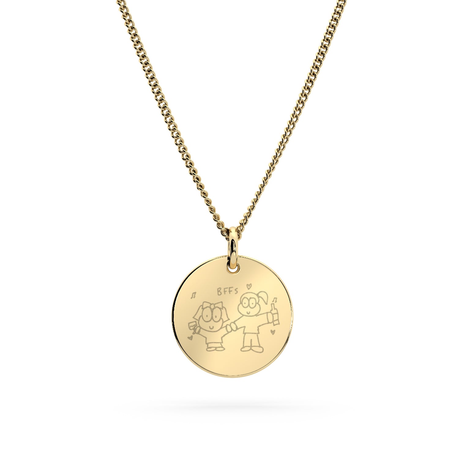 Amelia Disc Gold Child's Drawing Necklace [engraver]