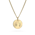 Amelia Disc Gold Handprint / Footprint Necklace [engraver]