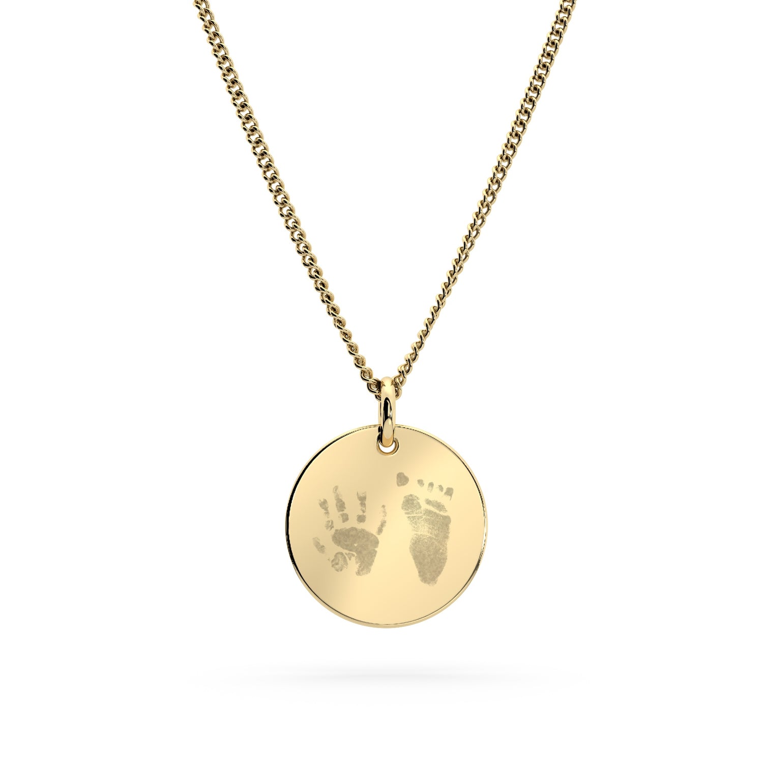 Amelia Disc Gold Handprint / Footprint Necklace [engraver]