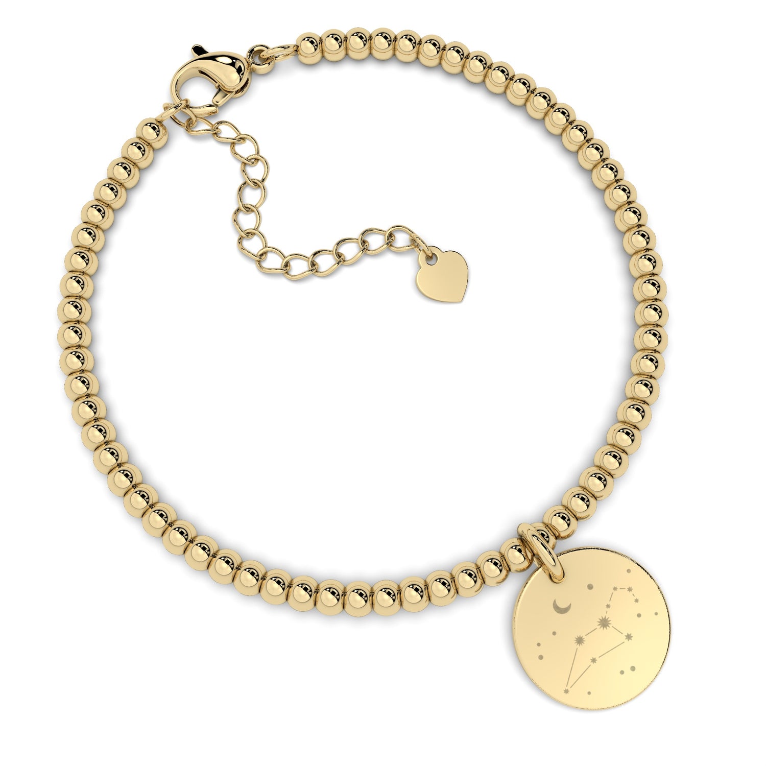 Amelia Disc Gold Zodiac Constellation Bead Bracelet [engraver]