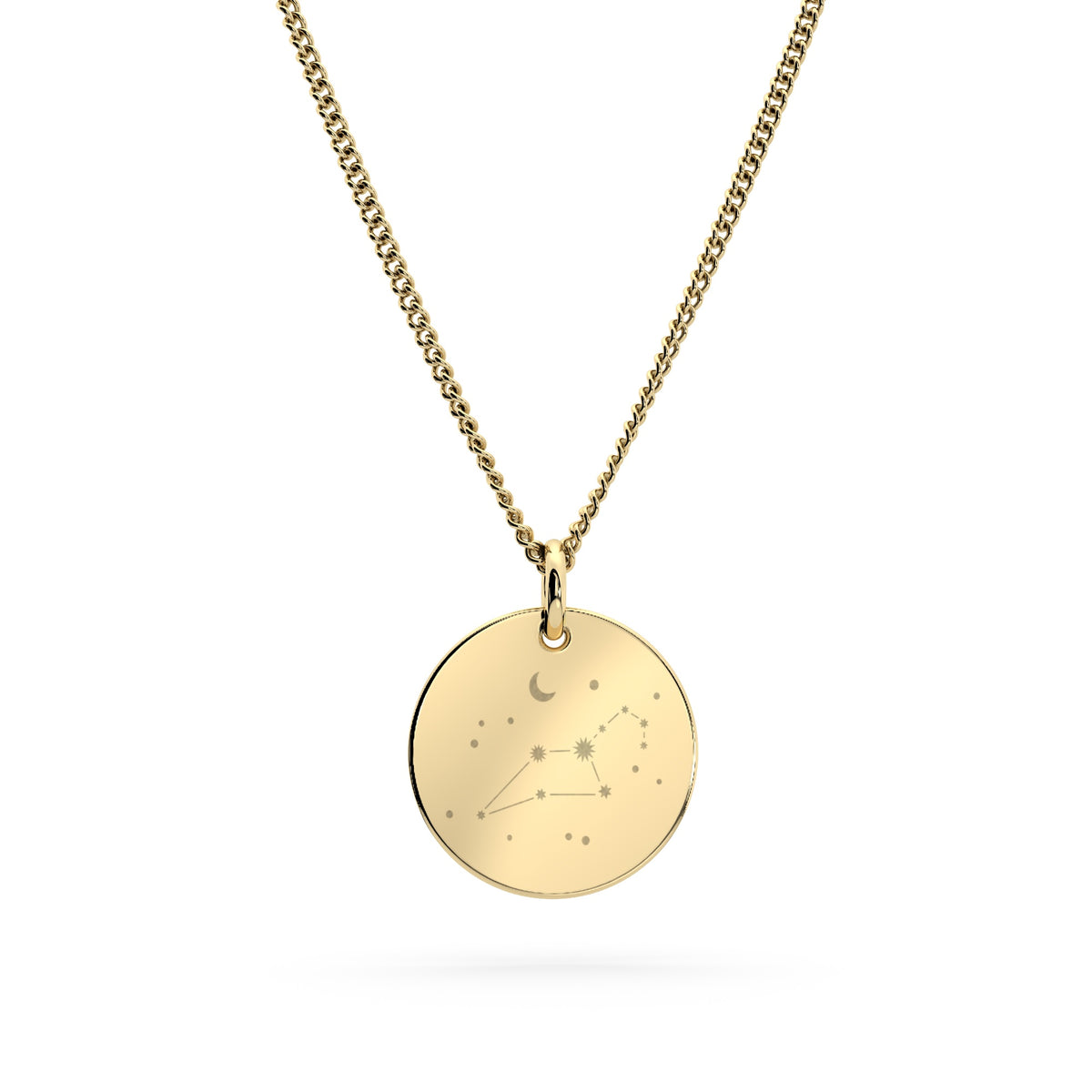 Amelia Disc Gold Zodiac Constellation Necklace [engraver]