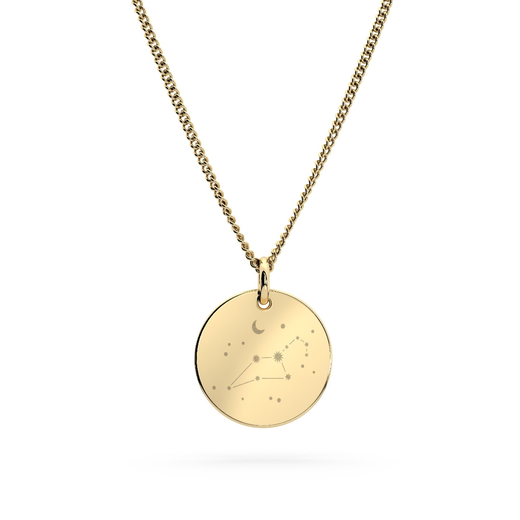 Amelia Disc Gold Zodiac Constellation Necklace [engraver]