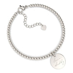 Amelia Disc Silver Actual Handwriting Bead Bracelet [engraver]