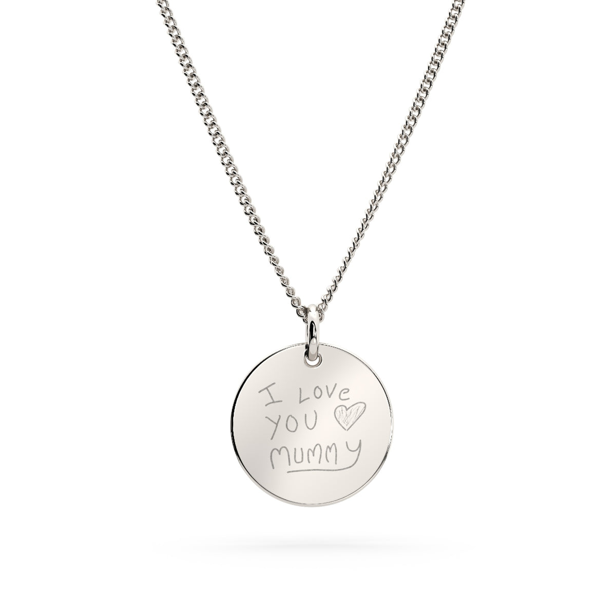 Amelia Disc Silver Actual Handwriting Necklace [engraver]