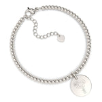 Amelia Disc Silver Birth Flower Bead Bracelet [engraver]