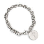 Amelia Disc Silver Birth Flower Link Bracelet [engraver]