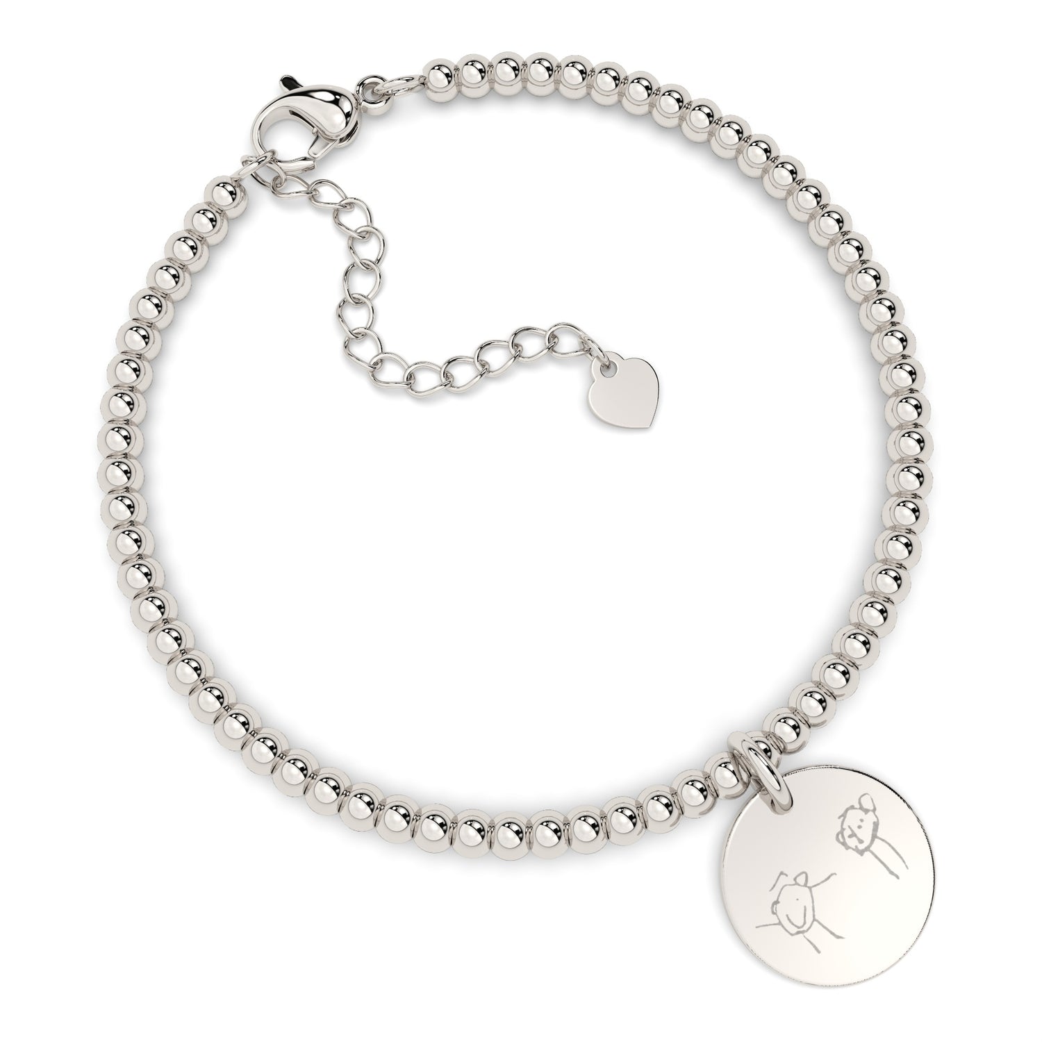 Amelia Disc Silver Child's Drawing Bead Bracelet [engraver]