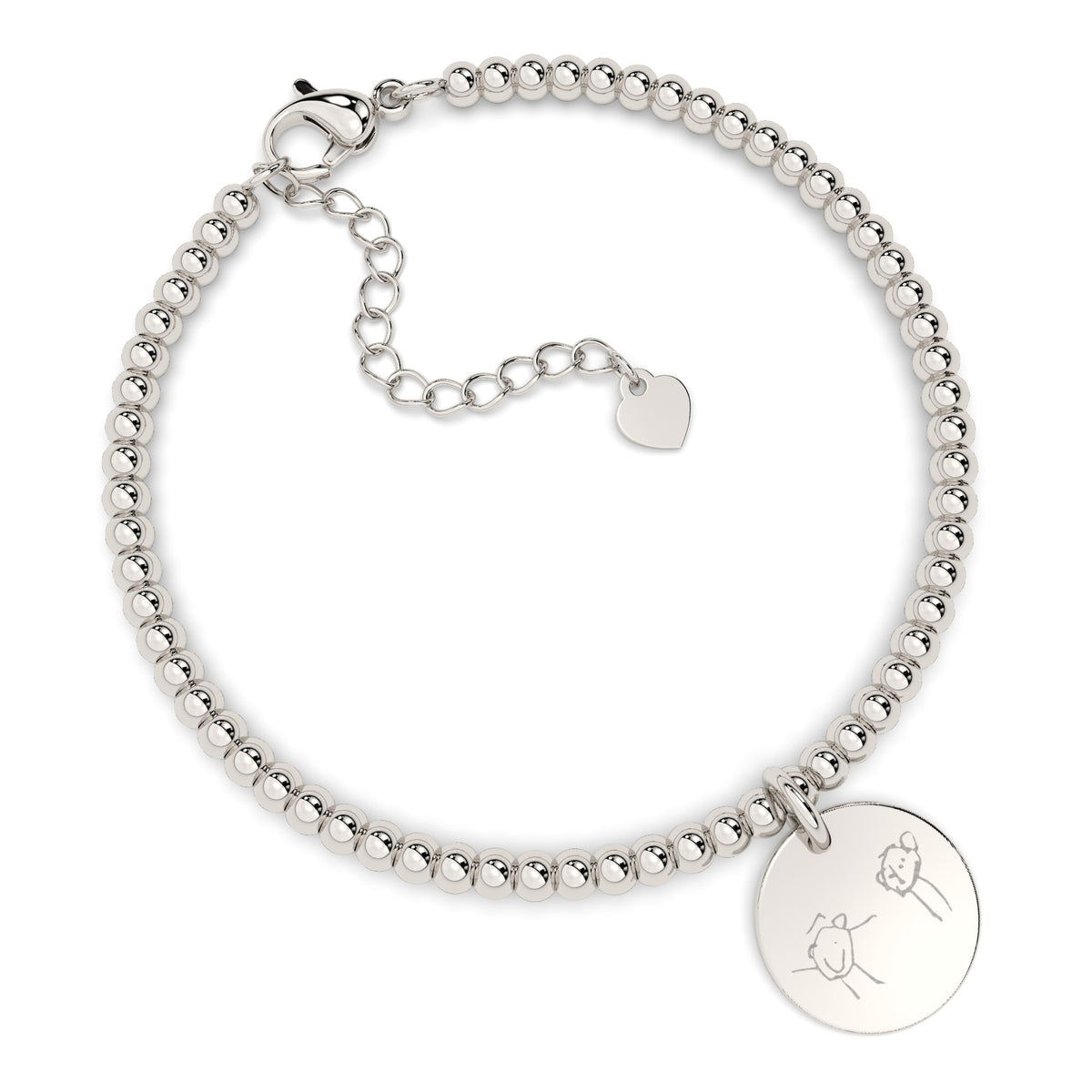 Amelia Disc Silver Child's Drawing Bead Bracelet [engraver]