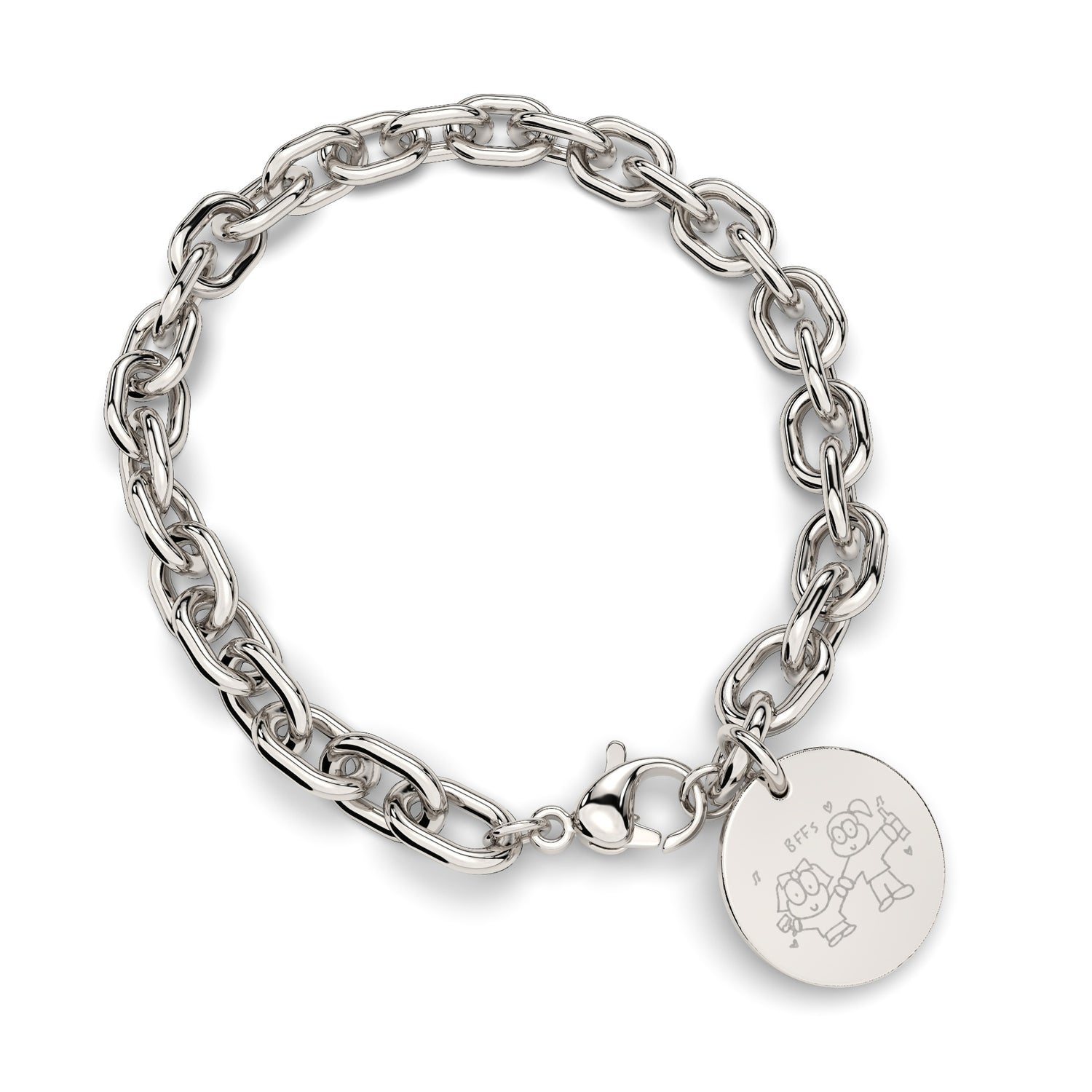 Amelia Disc Silver Child's Drawing Link Bracelet [engraver]