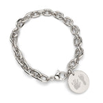 Amelia Disc Silver Handprint / Footprint Link Bracelet [engraver]