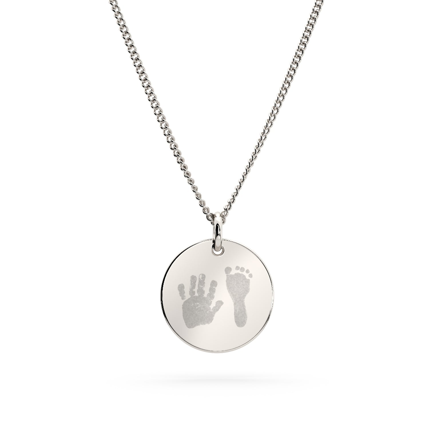 Amelia Disc Silver Handprint / Footprint Necklace [engraver]