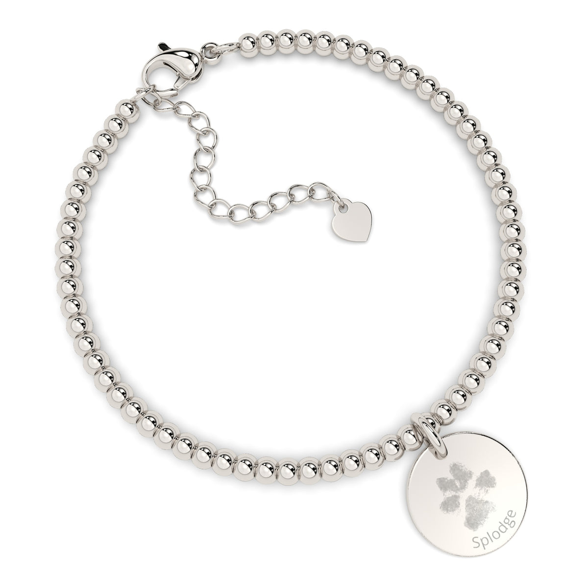 Amelia Disc Silver Paw / Nose Print Bead Bracelet [engraver]