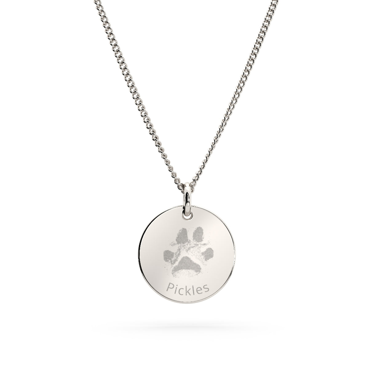 Amelia Disc Silver Paw / Nose Print Necklace [engraver]
