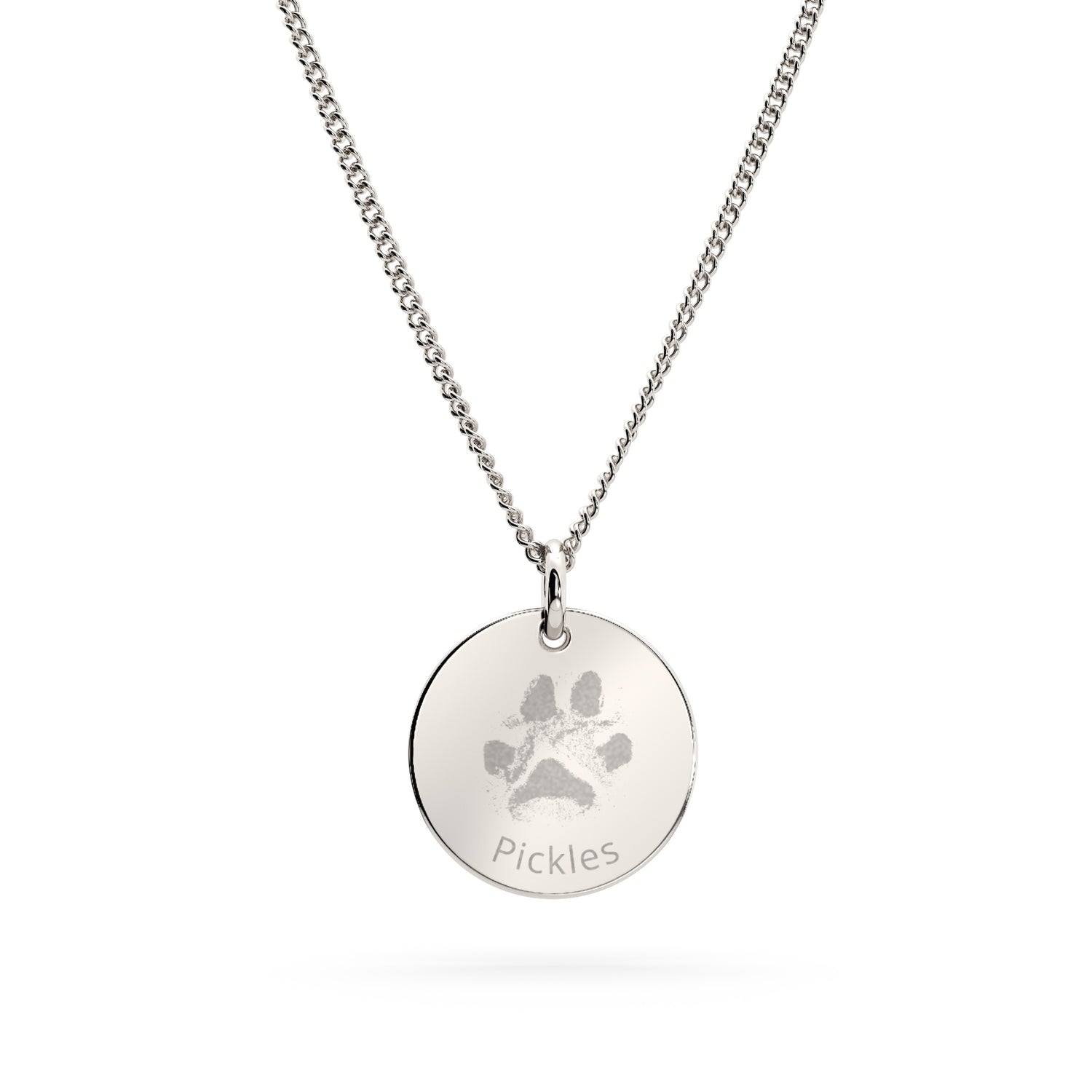 Amelia Disc Silver Paw / Nose Print Necklace [engraver]