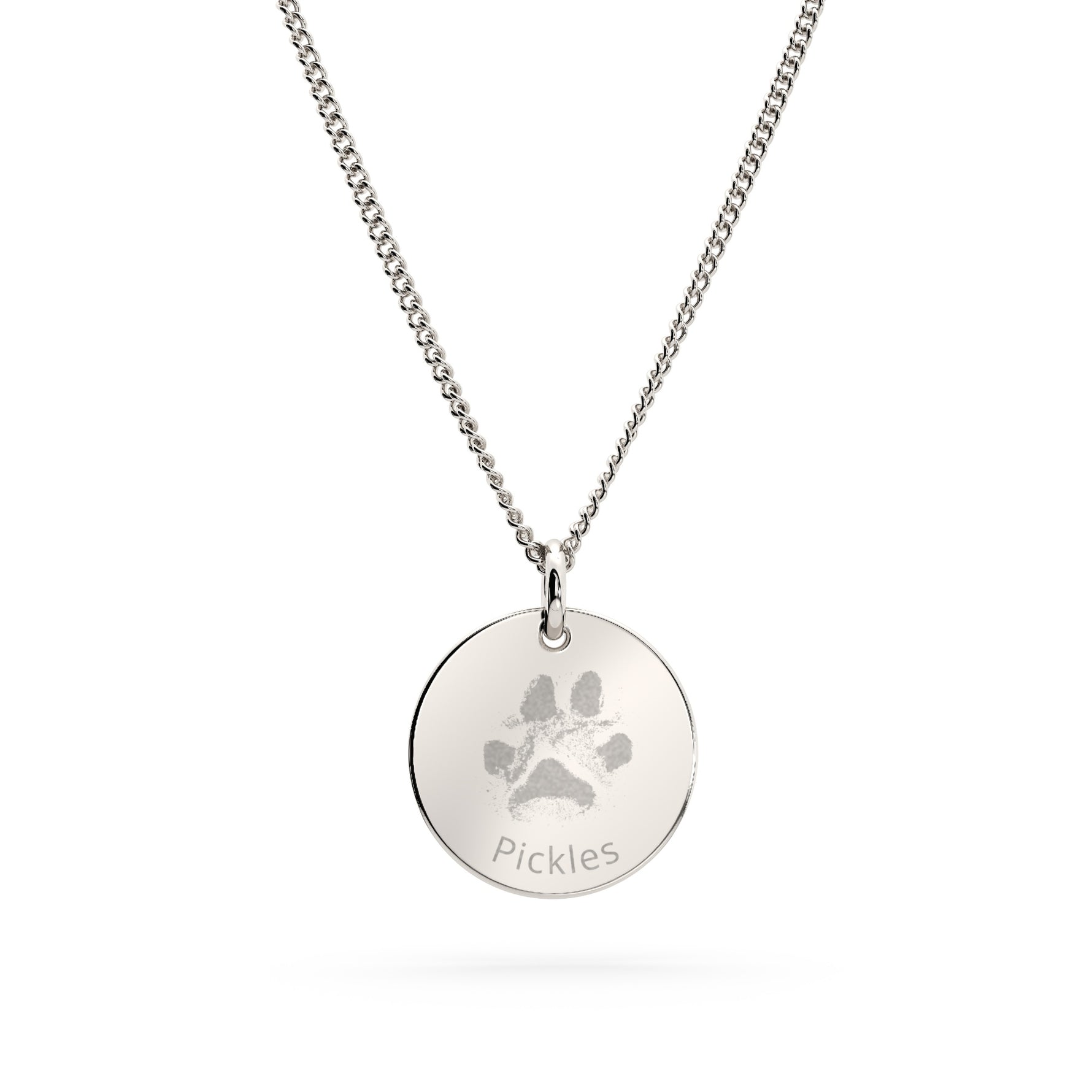 Amelia Disc Silver Paw / Nose Print Necklace [engraver]