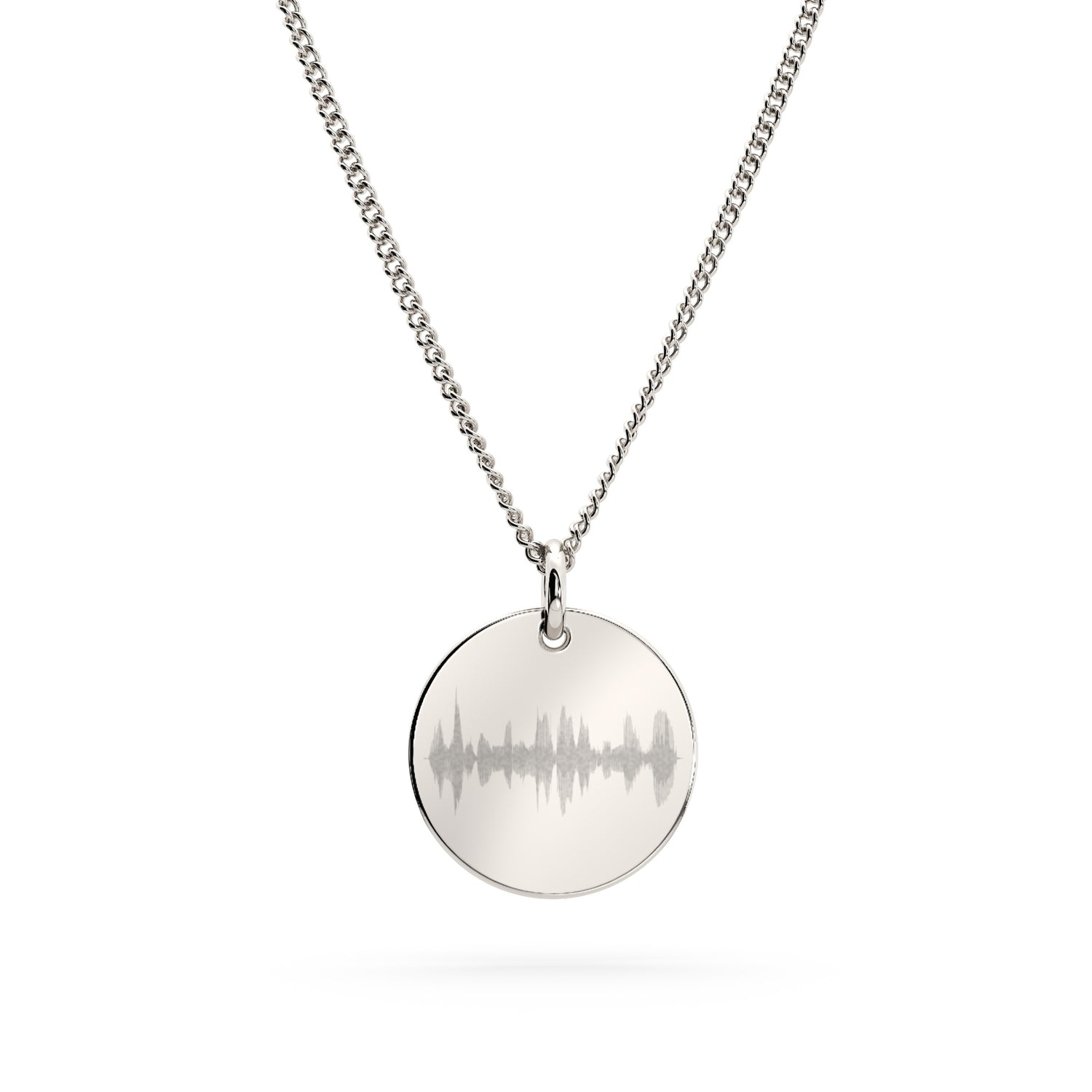 Amelia Disc Silver Soundwave Necklace [engraver]