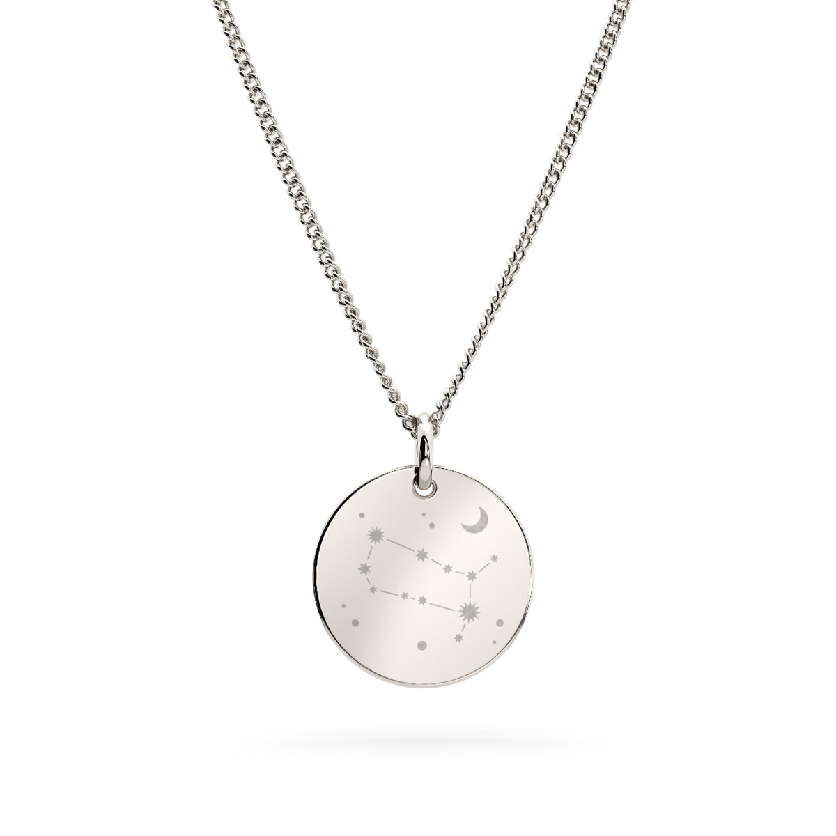 Amelia Disc Silver Zodiac Constellation Necklace [engraver]