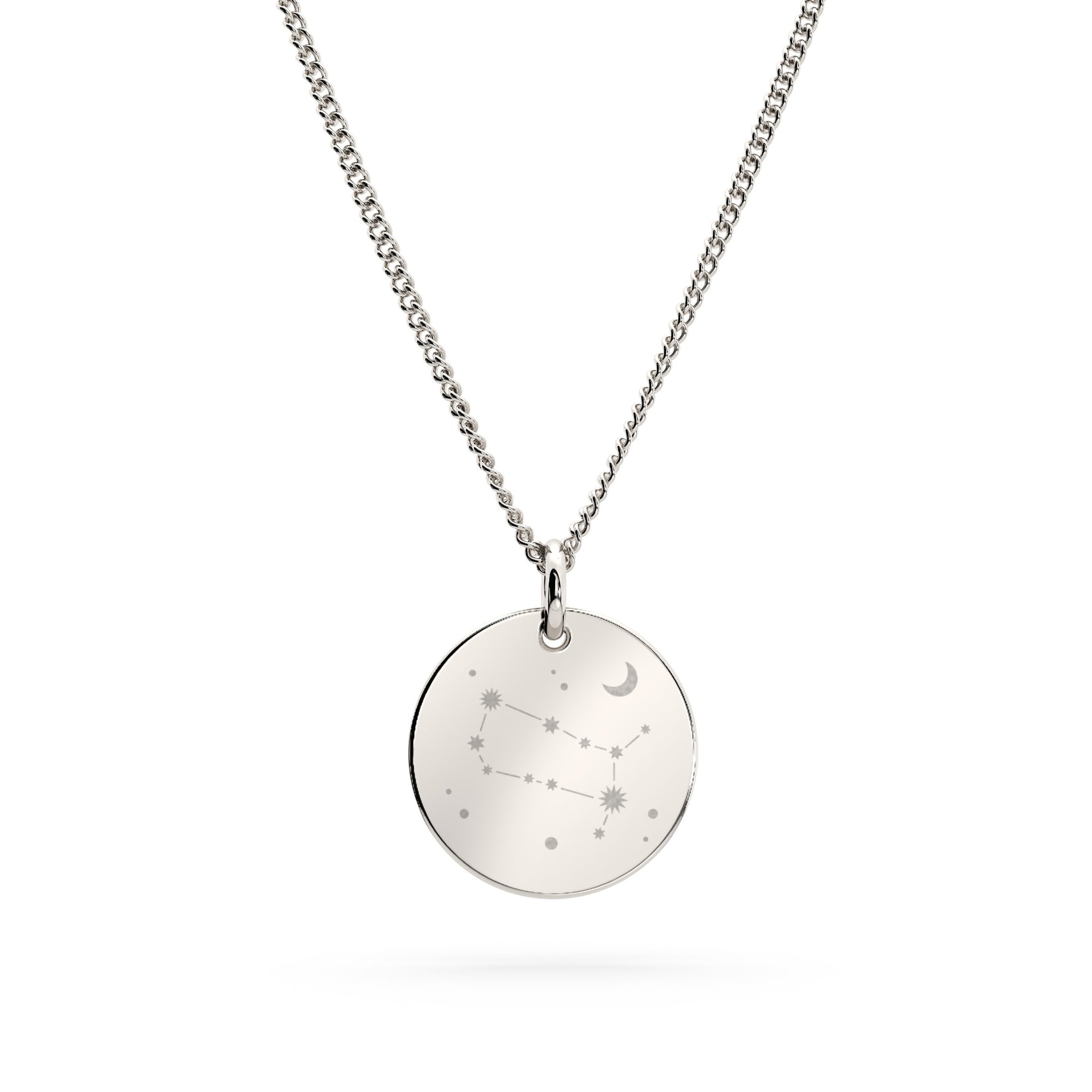 Amelia Disc Silver Zodiac Constellation Necklace [engraver]