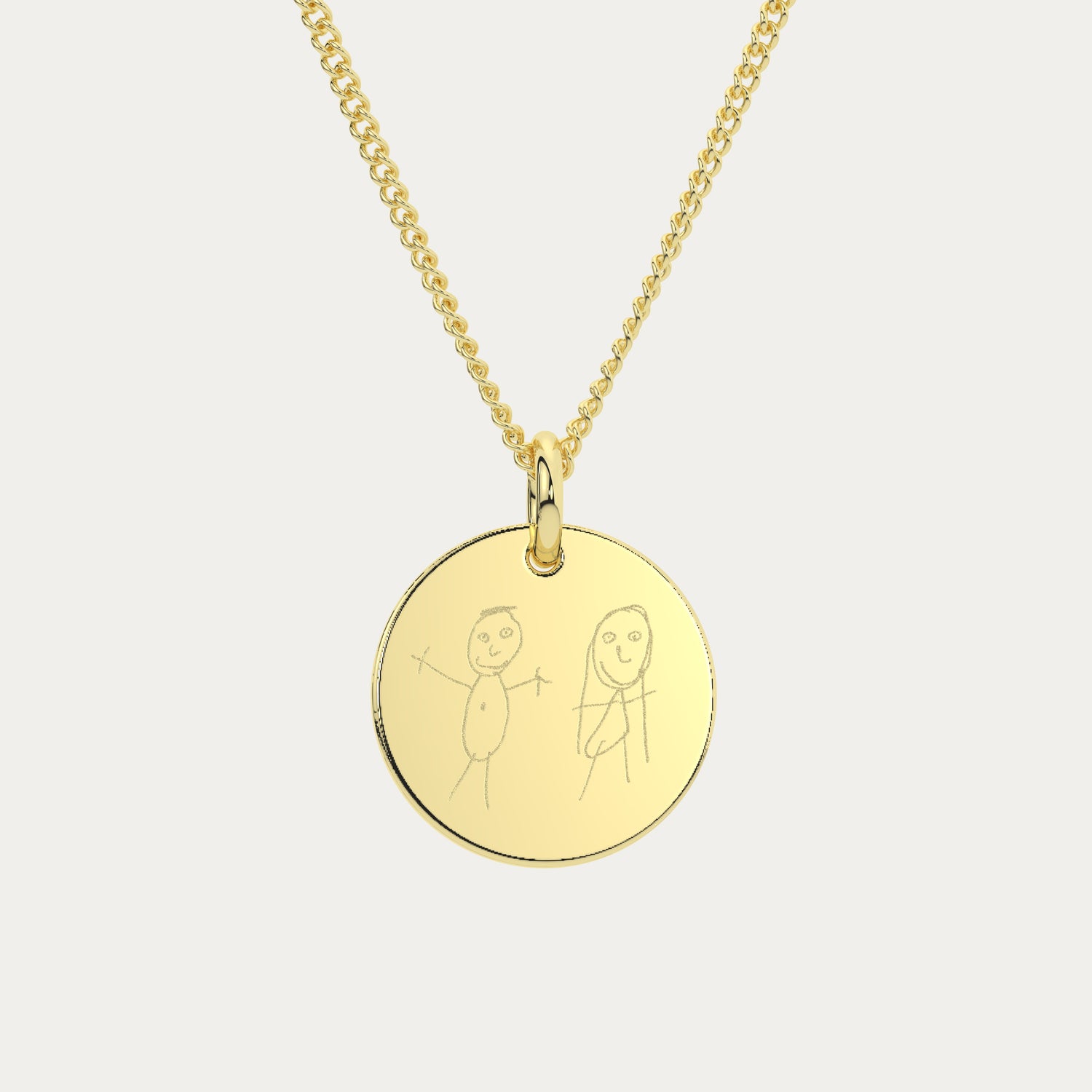 Amelia Disc Gold Child's Drawing Necklace