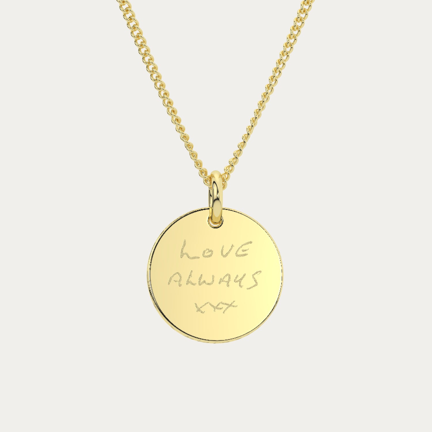 Amelia Disc Gold Actual Handwriting Necklace