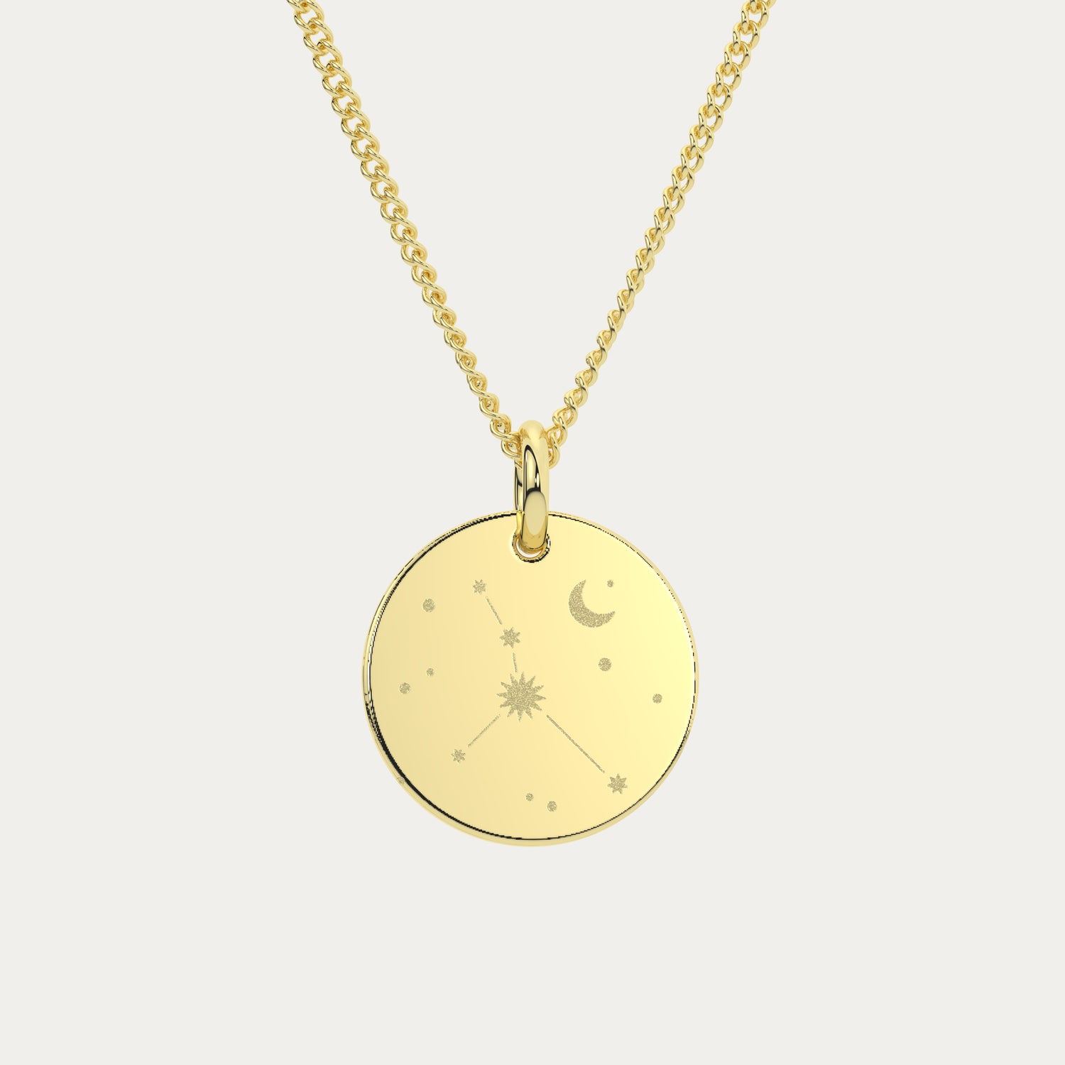 Amelia Disc Gold Zodiac Constellation Necklace