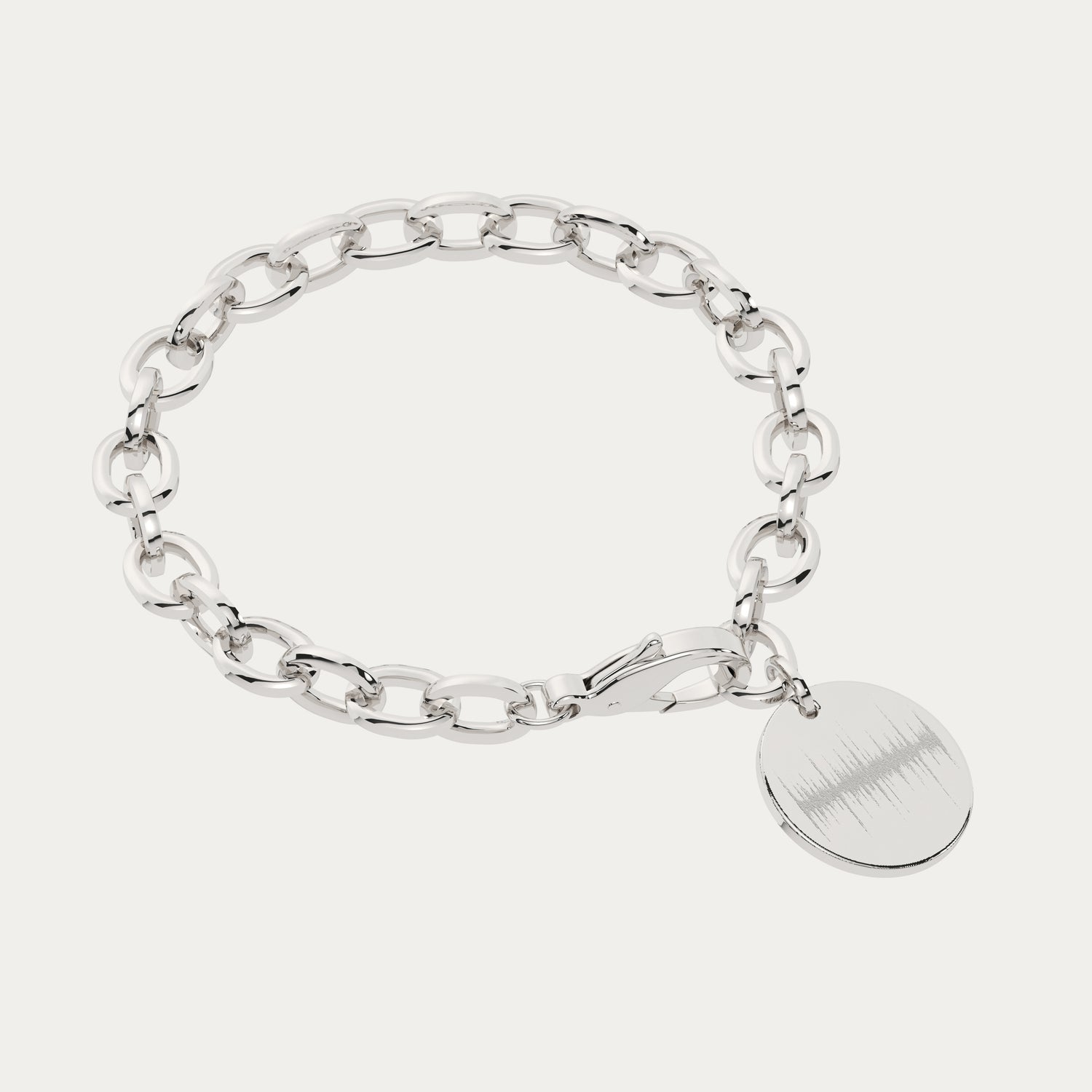 Amelia Disc Silver Soundwave Link Bracelet