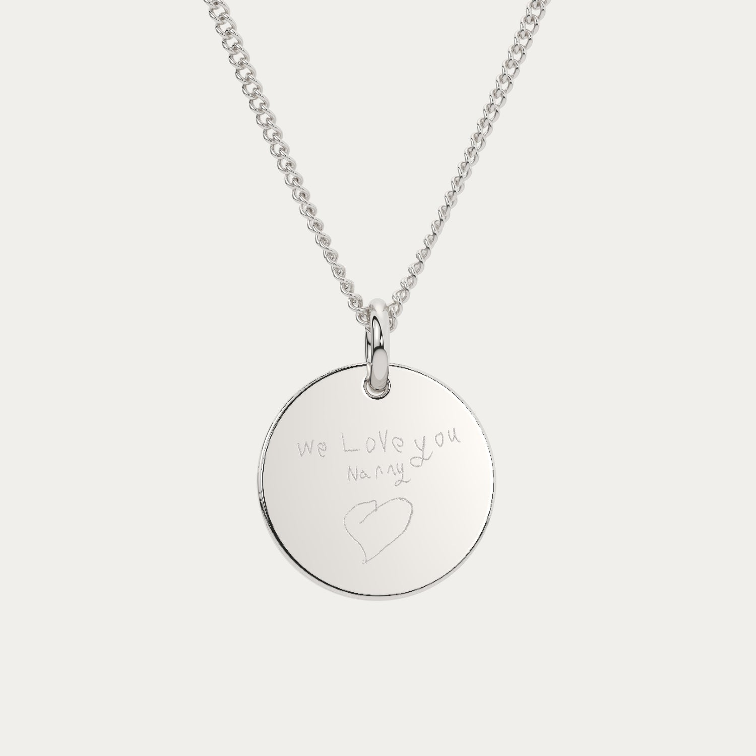 Amelia Disc Silver Child's Drawing Necklace