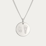 Amelia Disc Silver Handprint / Footprint Necklace