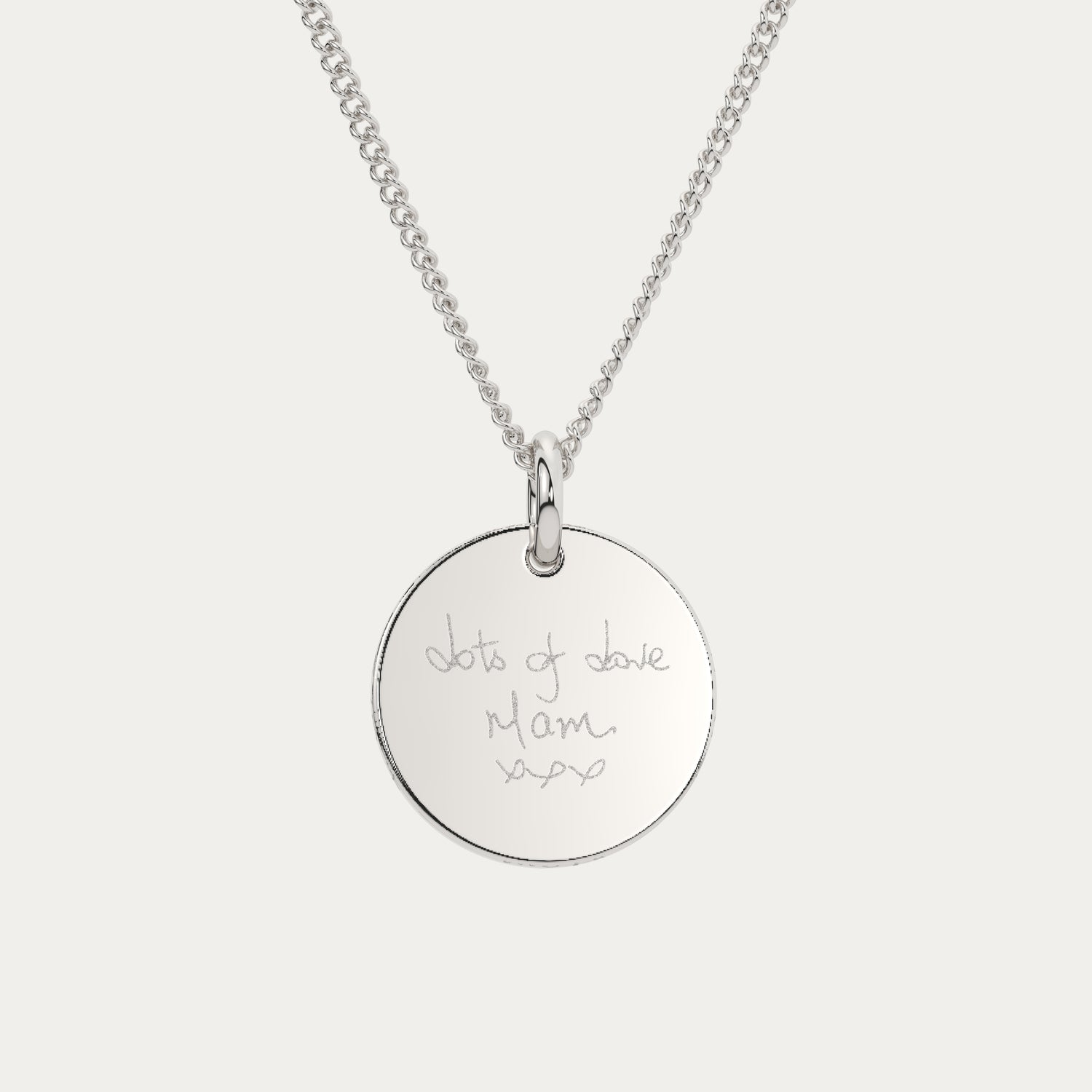 Amelia Disc Silver Actual Handwriting Necklace