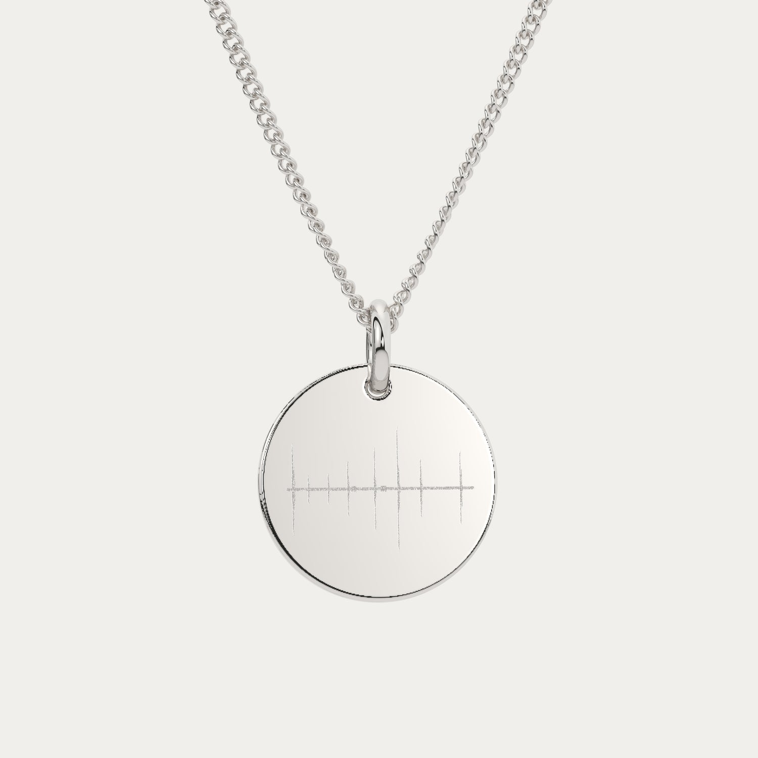 Amelia Disc Silver Soundwave Necklace