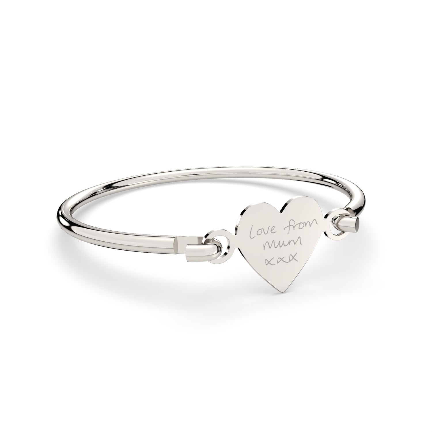 Annabelle Silver Actual Handwriting Heart Bangle [engraver]