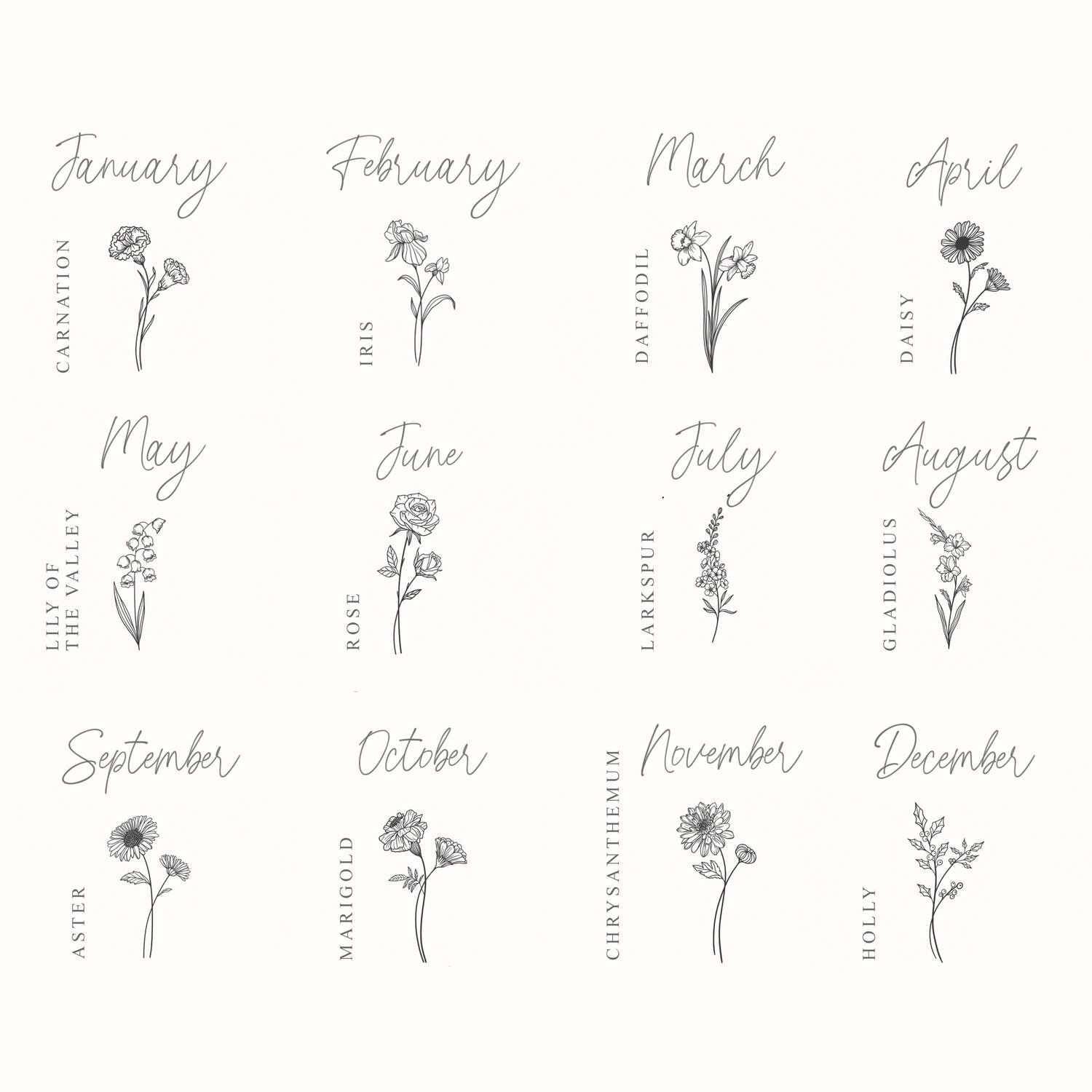 Lucy Heart Gold Birth Flower Necklace