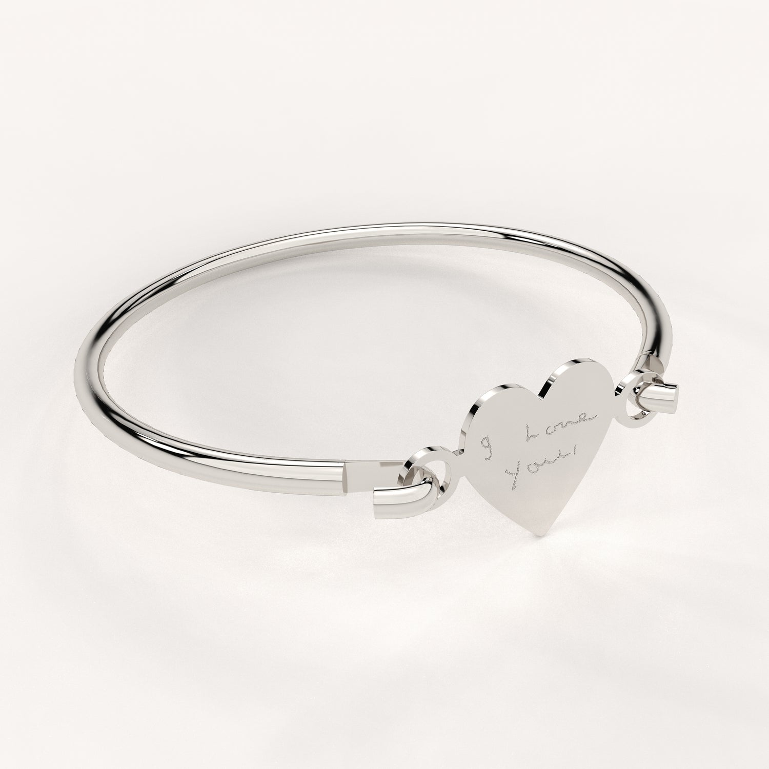 Annabelle Silver Actual Handwriting Heart Bangle