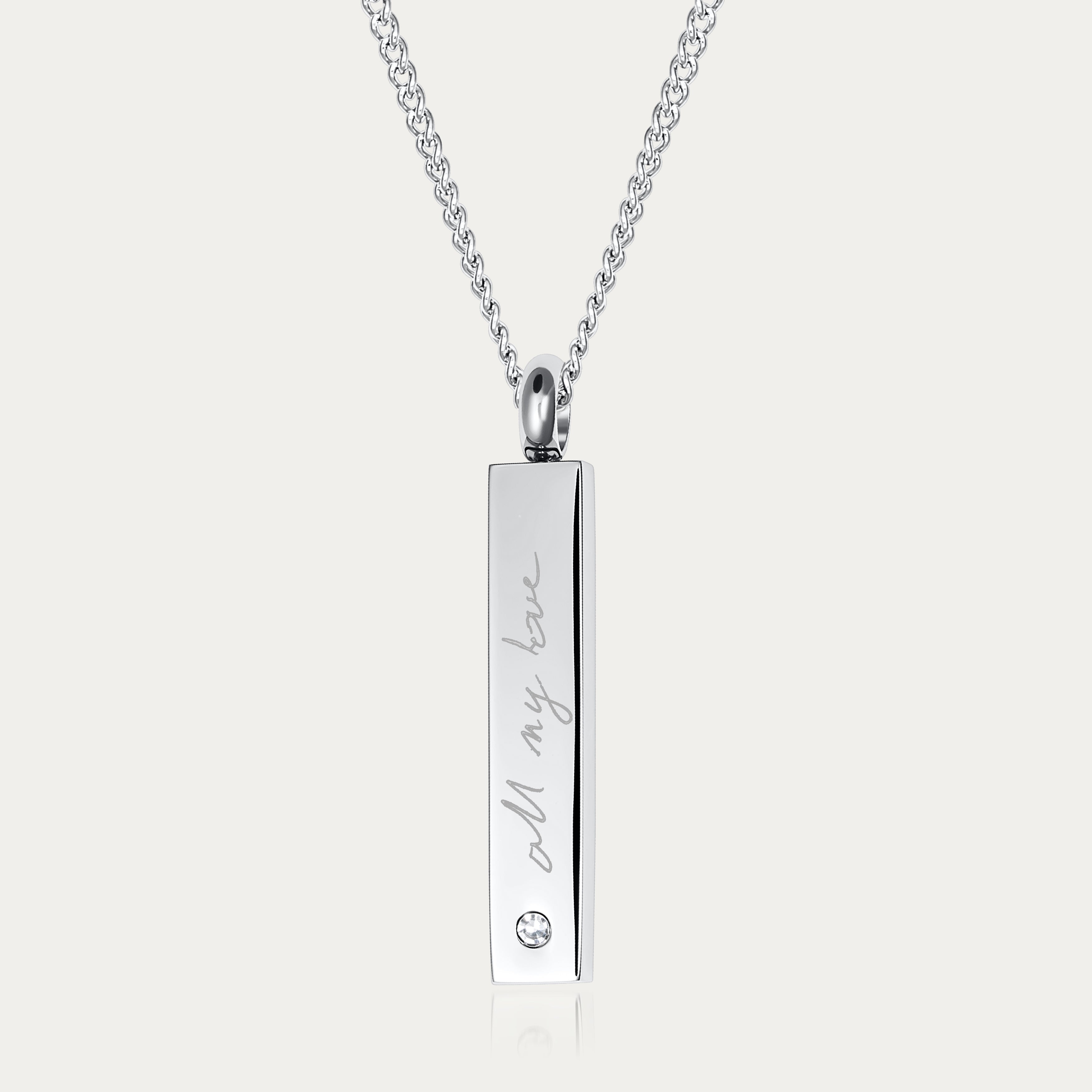 Actual Handwriting Bar Cremation Urn Necklace