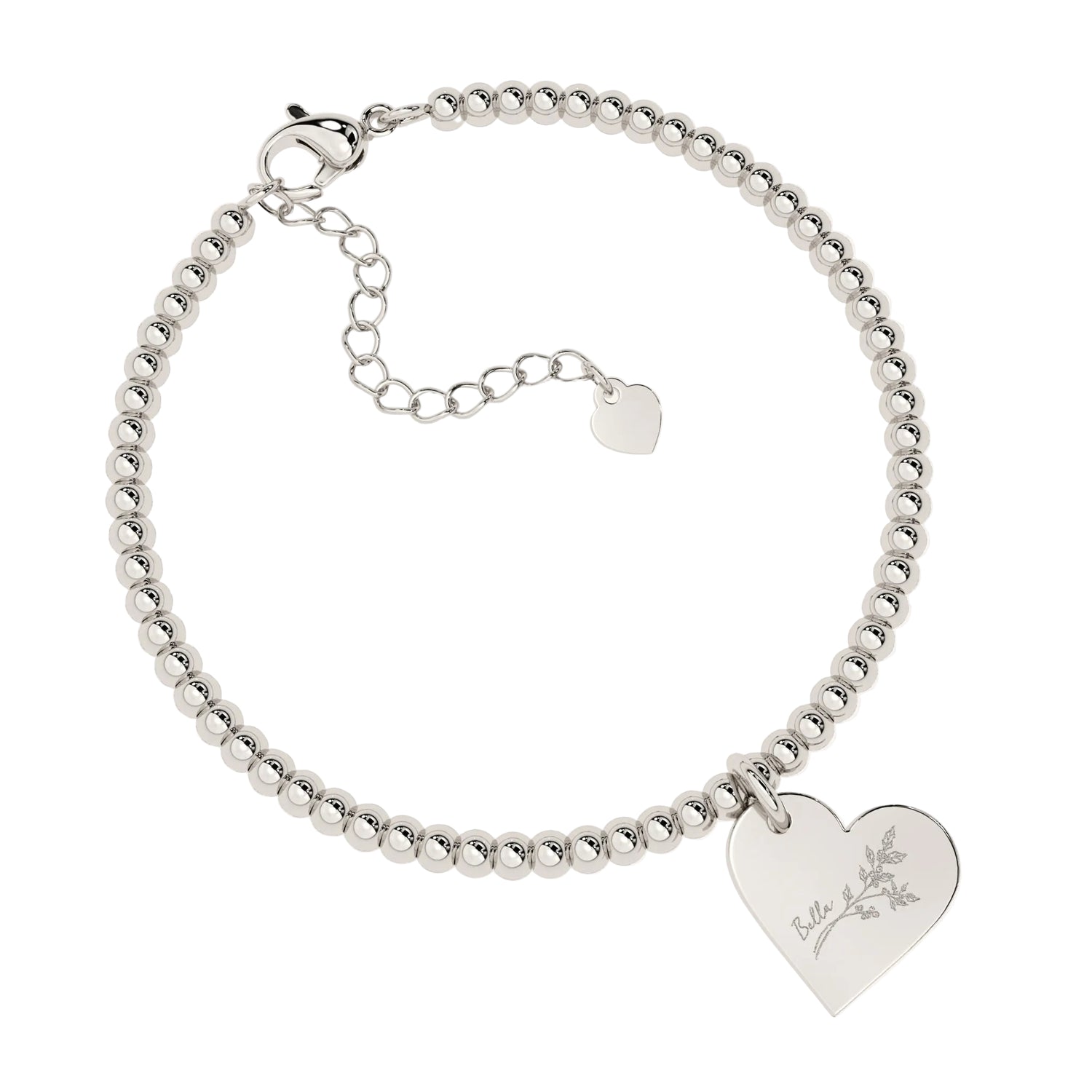 Florence Heart Birth Flower Bead Bracelet