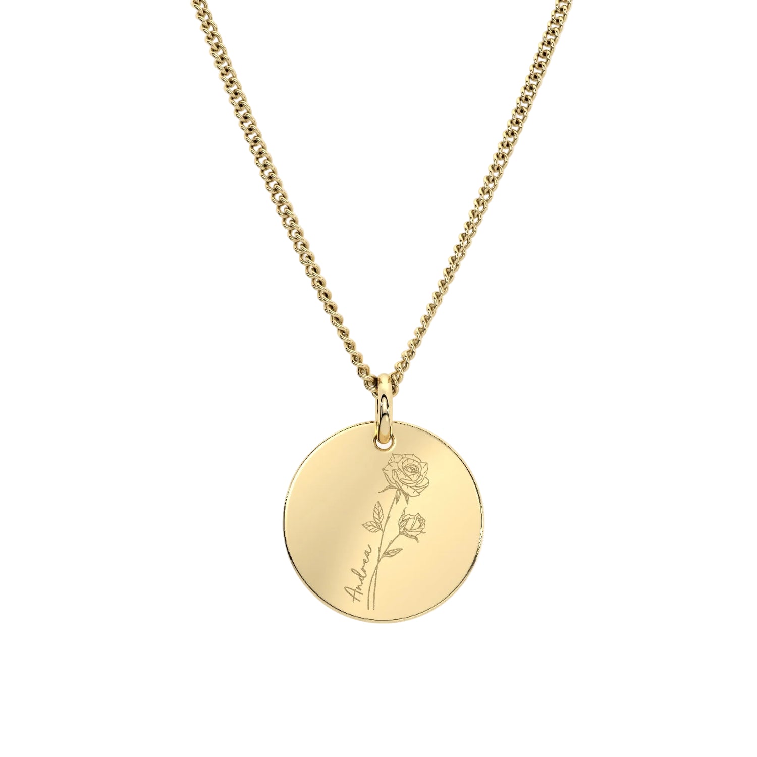 Amelia Disc Gold Birth Flower Necklace