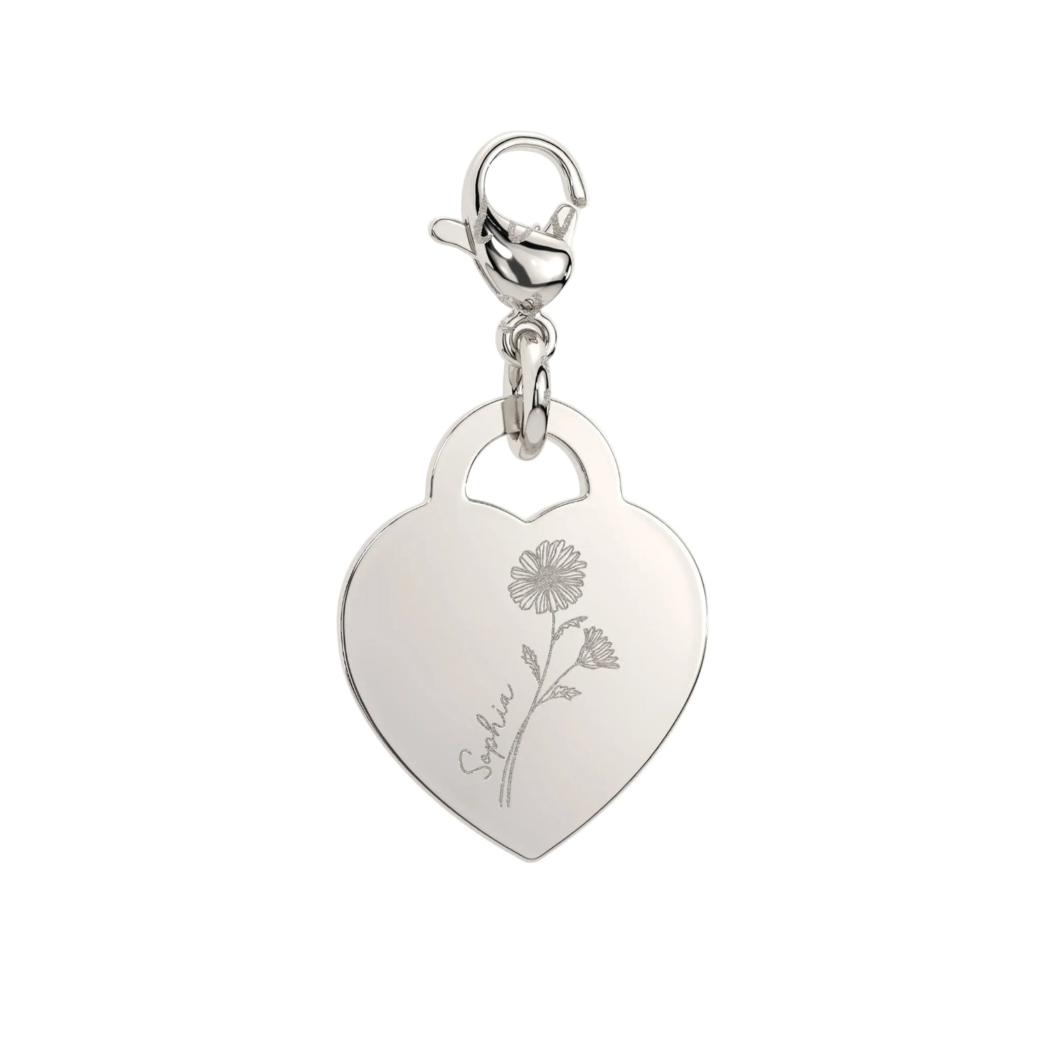 Lucy Heart Silver Birth Flower Charm