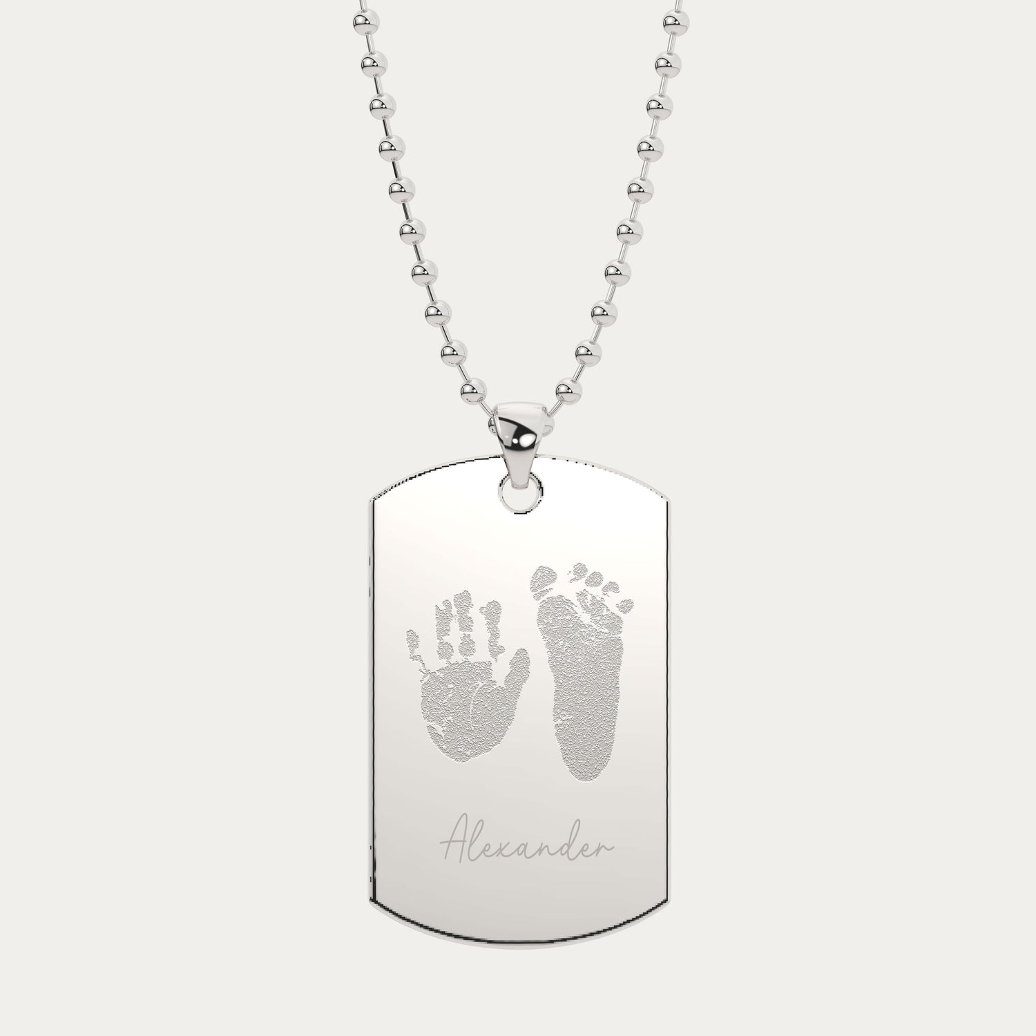Mens Handprint / Footprint Dog Tag Necklace