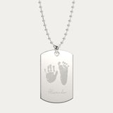 Mens Handprint / Footprint Dog Tag Necklace