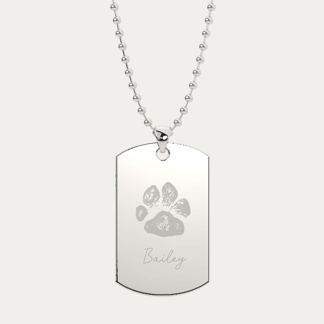 Mens Paw / Nose Print Dog Tag Necklace