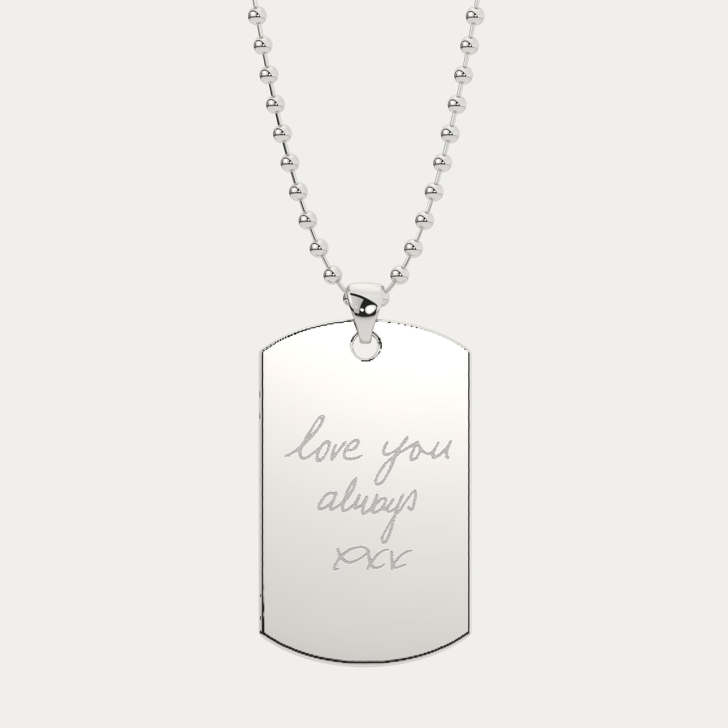 Mens Actual Handwriting Dog Tag Necklace