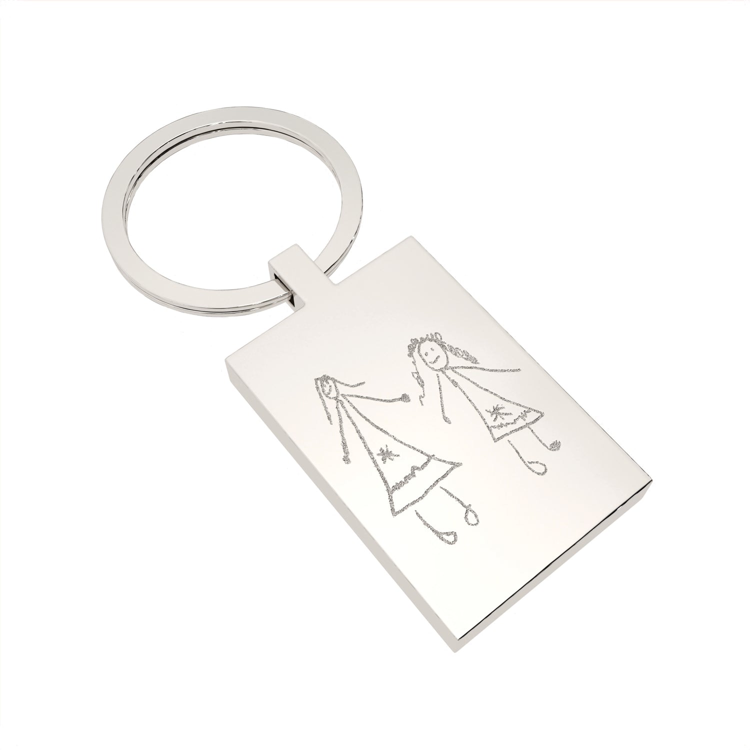 Child's Drawing Rectangle Keepsake Keyring