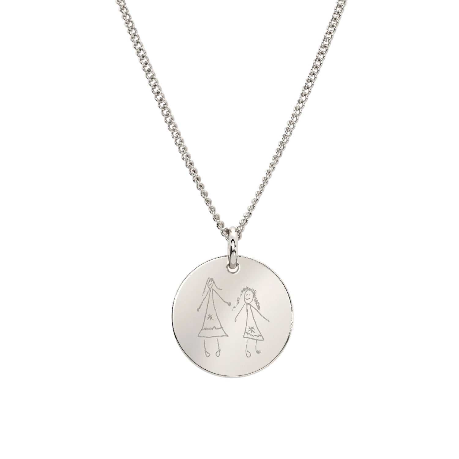 Amelia Disc Silver Child's Drawing Necklace