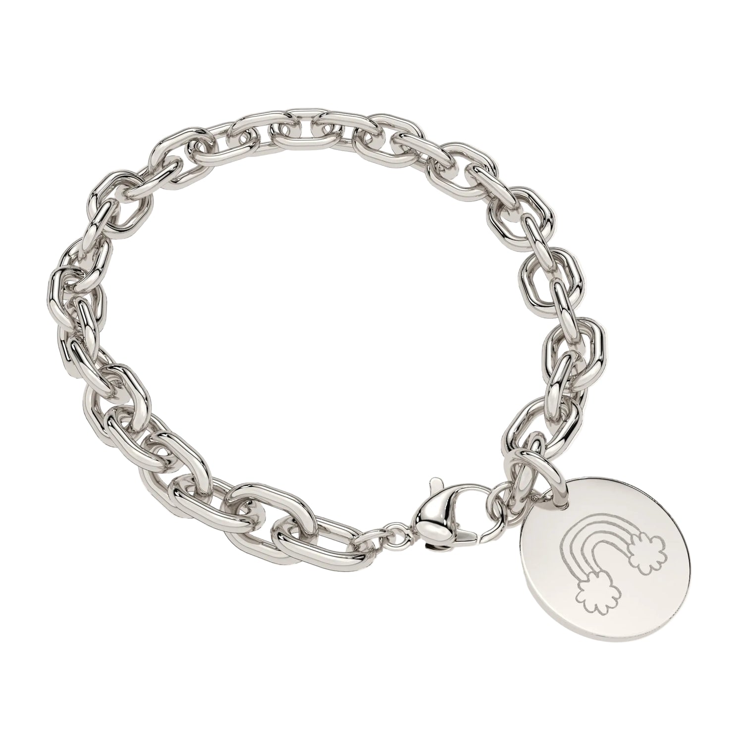 Amelia Disc Silver Child's Drawing Link Bracelet