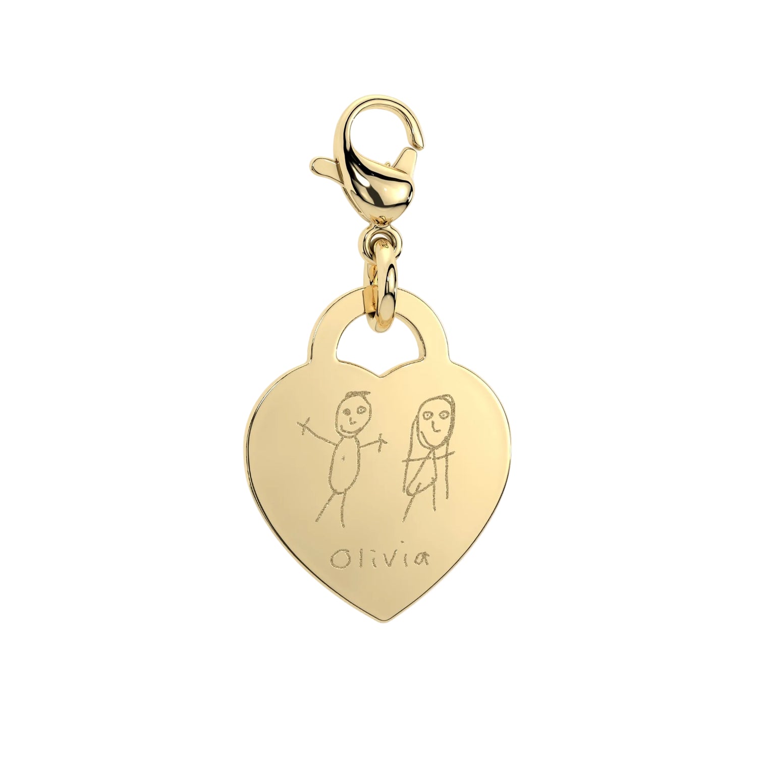 Lucy Heart Gold Child's Drawing Charm